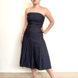 ISAAC MIZRAHI TARGET STRAPLESS DENIM COCKTAIL DRESS WITH BRA BACK SIZE 18